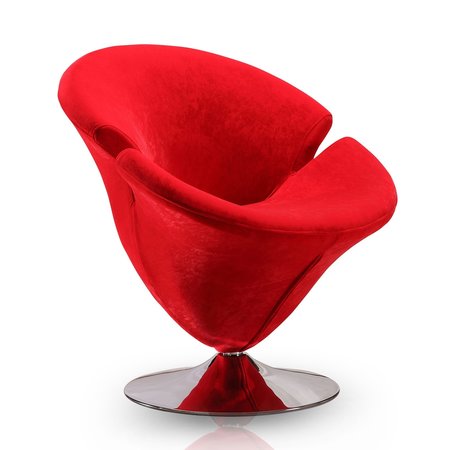MANHATTAN COMFORT Tulip Swivel Accent Chair in Red and Polished Chrome AC029-RD